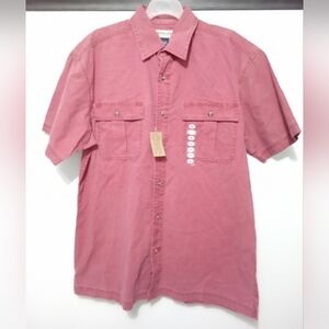 Magellan Outdoors Men's Short-Sleeve Button-Up Shirt, Dusty Rose - Size L